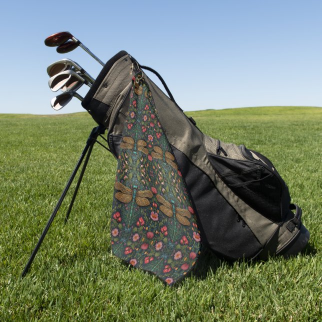 Eleganter Vintager Libellenboho botanisch Golfhandtuch (Gras)