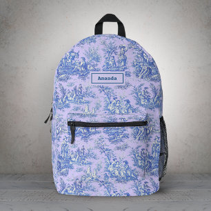Eleganter Vintager lila Toile de jouy Bedruckter Rucksack