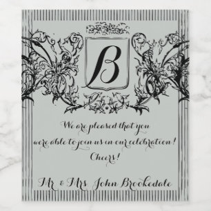 Eleganter Vintager Monogramm-Entwurf Weinetikett