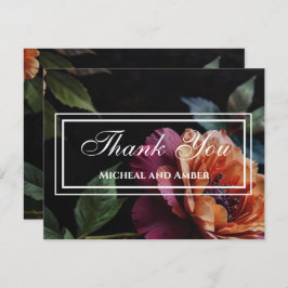 Eleganter Vintager Pachy-Rot-Blütenboho Dankeskarte