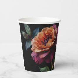 Eleganter Vintager Pachy-Rot-Blütenboho Pappbecher