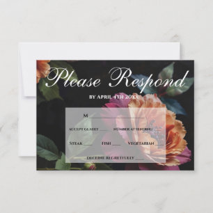 Eleganter Vintager Pachy-Rot-Blütenboho RSVP Karte