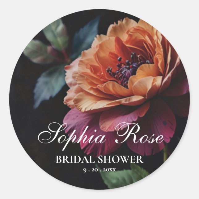 Eleganter Vintager Pachy-Rot-Blütenboho Runder Aufkleber (Vorderseite)