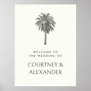 Eleganter Vintager Palmenbaum Tropische Hochzeit W Poster