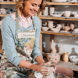 Eleganter Vintager Pastelfloral Personalisierter N Schürze