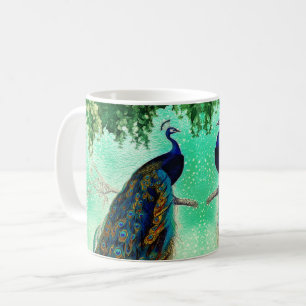 Eleganter Vintager Pfau-   Artworkmug Kaffeetasse