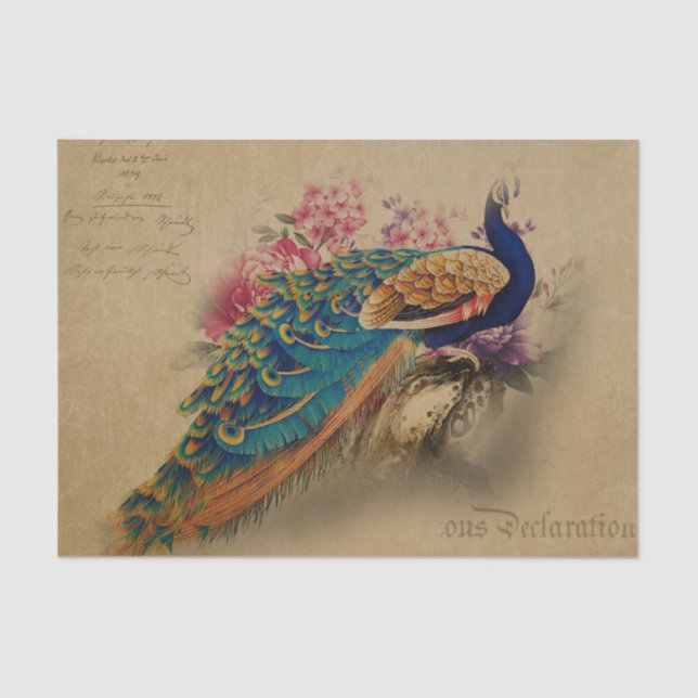 Eleganter Vintager Pfau Seidenpapier (Vorderseite)