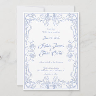Eleganter Vintager Rahmen Einladung zur Hochzeit