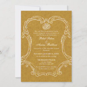 Eleganter Vintager Rahmen Golden Islamic Wedding Einladung