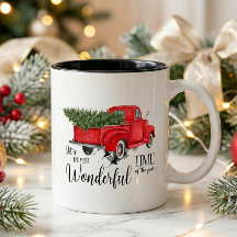 Eleganter Vintager Red Truck Script Weihnachtsbaum