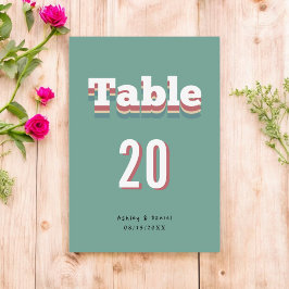 Eleganter Vintager Retro 70er Groovy Moderne Hochz Tischnummer