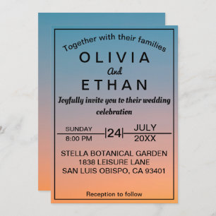 Eleganter, Vintager Retro-Himmel Einladung Hochzei