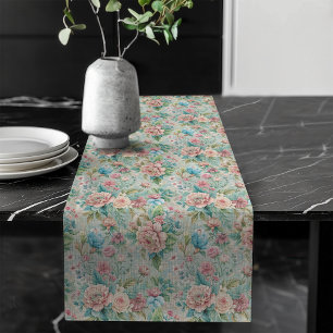 Eleganter Vintager Rokoko Delicate Swirling Floral Großer Tischläufer