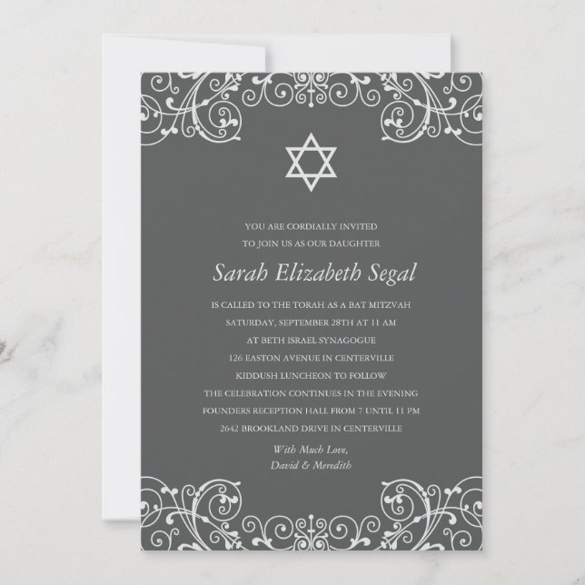 Eleganter Vintager Rolle-Schläger Mitzvah Einladung (Vorderseite)