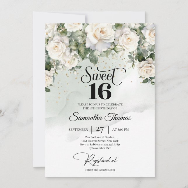 Eleganter Vintager Rosengarten Einzigartig Einladung (Vorderseite)