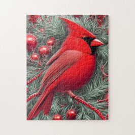 Eleganter Vintager Roter Kardinal Weihnachten Puzzle