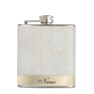 Eleganter, Vintager, sanfter, blumengeschmückter N Flachmann