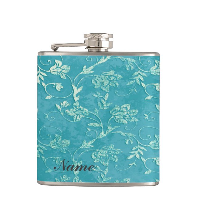 Eleganter, Vintager, sanfter Blumenkuchelname Flachmann (Vorderseite)