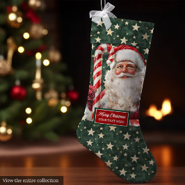 Eleganter Vintager Santa Strumpf mit Ihrem Namen Großer Weihnachtsstrumpf