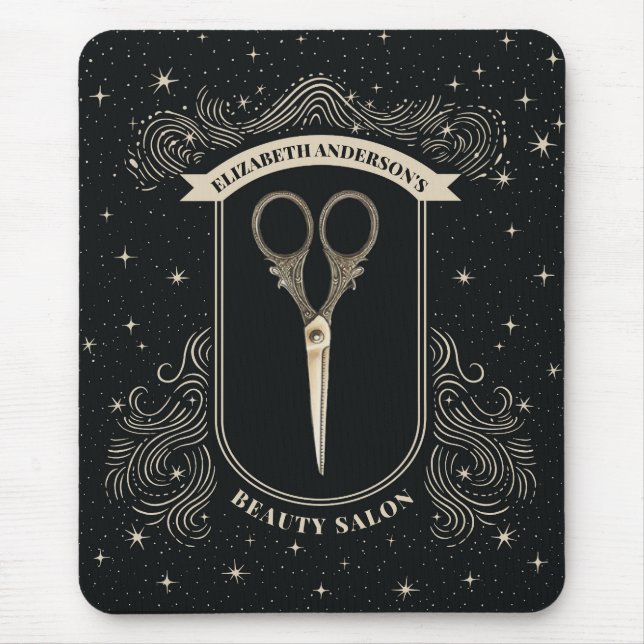 Eleganter Vintager Scheren Friseur Mousepad (Vorne)