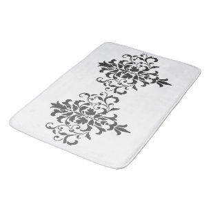 Eleganter Vintager Schwarz-Weiß-Damast Badematte