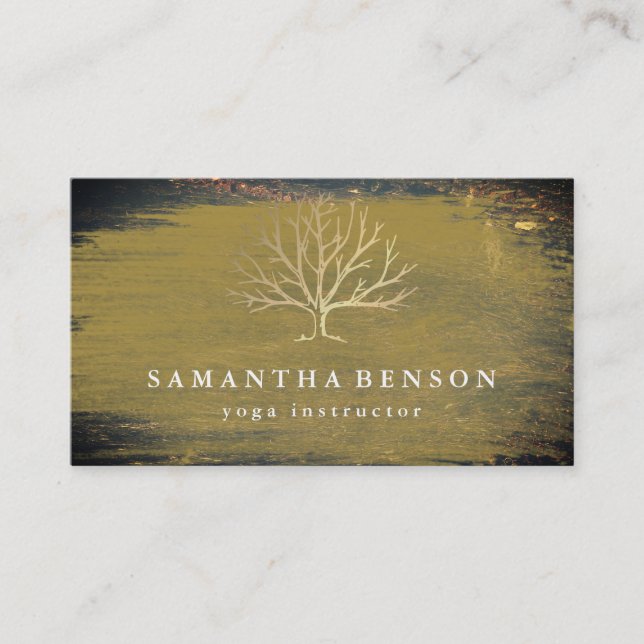 Eleganter Vintager Tree Yoga Instruktor Wellness Visitenkarte (Vorderseite)