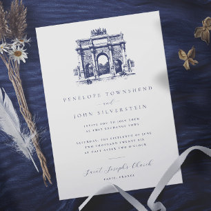 Eleganter Vintager Triumphbogen Zeichnend Hochzeit Einladung