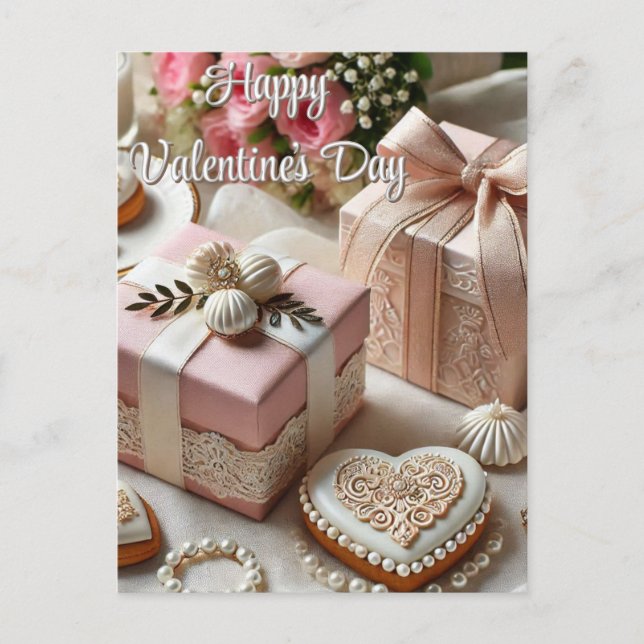 Eleganter Vintager Valentinstag Postkarte (Vorderseite)
