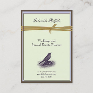 Eleganter Vintager Vogel-Brown-Damast und lila Visitenkarte