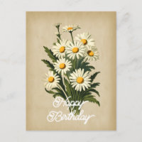 Eleganter Vintager White Daisy Blume Happy Birthda