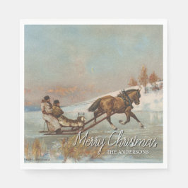 Eleganter Vintager Winter Sleigh Ristorante da Val Serviette