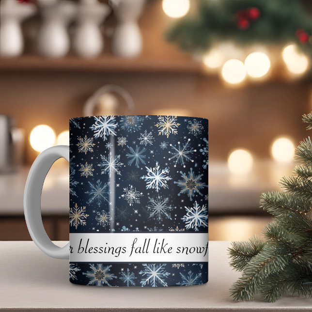 Eleganter Vintager Winter Snowflake Segeln Kaffeetasse (Vintage Blue Snowflakes Mug)