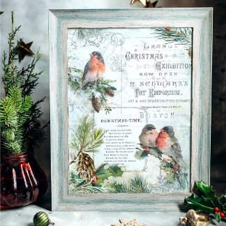 Eleganter Vintager Winter Weihnachten Robins Decou Seidenpapier