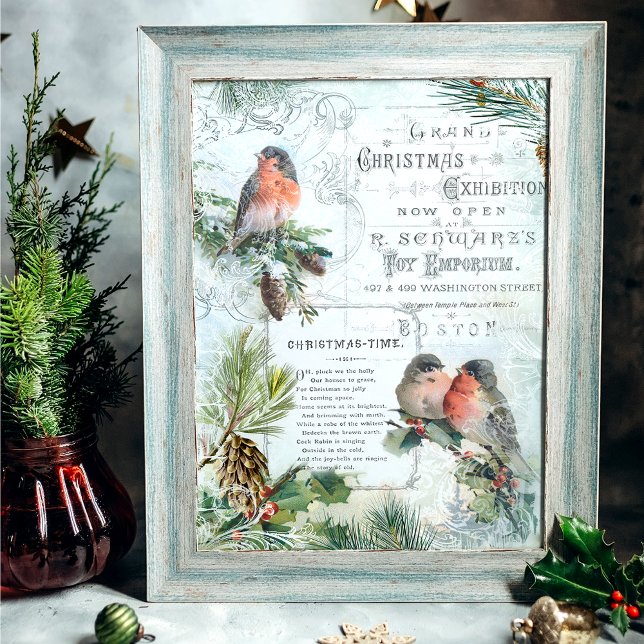 Eleganter Vintager Winter Weihnachten Robins Decou Seidenpapier (Von Creator hochgeladen)