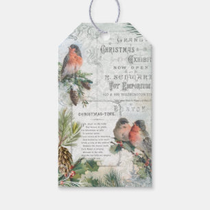 Eleganter Vintager Winter Weihnachten Robins Ephem Geschenkanhänger