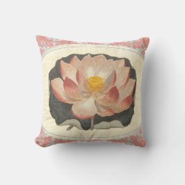 Eleganter Vintager Yoga Lotus Blossom Peach Damask Kissen