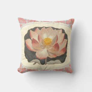Eleganter Vintager Yoga Lotus Blossom Peach Damask Kissen