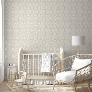 Eleganter Vintager, zarter, beigefarbener Damast Tapete