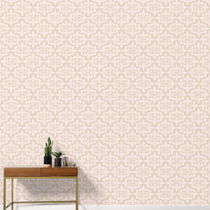 Eleganter Vintager, zarter, beigefarbener Damast Tapete