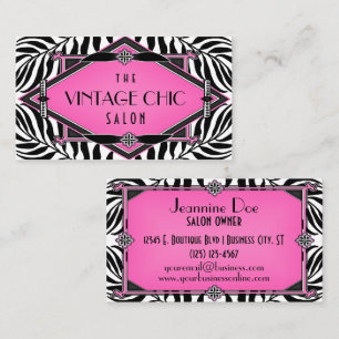 Eleganter Vintager Zebra-Kunst-Deko-Rosa-Diamant Visitenkarte
