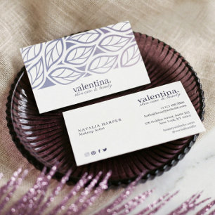 Eleganter Violet Glitzer Leaf Muster Schönheit Mak Visitenkarte