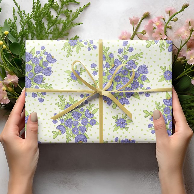 Eleganter violette Blumen Blütenfeder Geschenkpapier (Von Creator hochgeladen)
