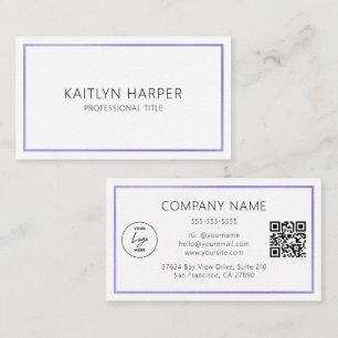 Eleganter violetter Folienrahmen Minimal Logo QR C Visitenkarte