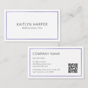 Eleganter violetter Folienrahmen Minimal QR-Code Visitenkarte
