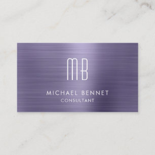 Eleganter violetter metallischer Monogramm-Berater Visitenkarte