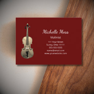 Eleganter Violin Classical Music Violinist Red Visitenkarte