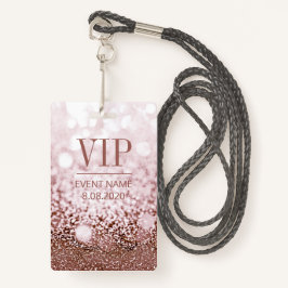 Eleganter VIP Access Event-Rose Rosa Glitzer Ausweis