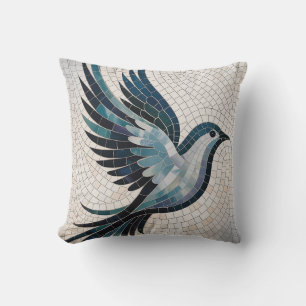 Eleganter Vogel aus Feder-Mosaik Kissen