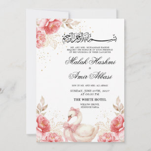 Eleganter Vogel, Florales Gold Islamische Muslimis Einladung