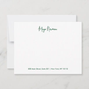 ELEGANTER WALD GREEN SIGNATURE MONOGRAM NAME MITTEILUNGSKARTE